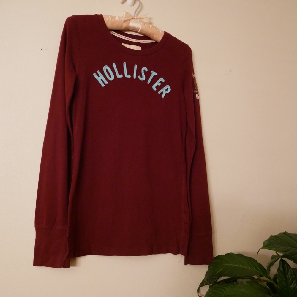 Hollister Maroon Long Sleeve Shirt